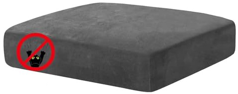 CHELZEN Velvet Sofa Seat Cushion Cover, Stretch Sofa Cushion Slipcovers, Couch Cushion Covers, Replacement for Individual Cushion Furniture Protector (1 Seater, Gray)