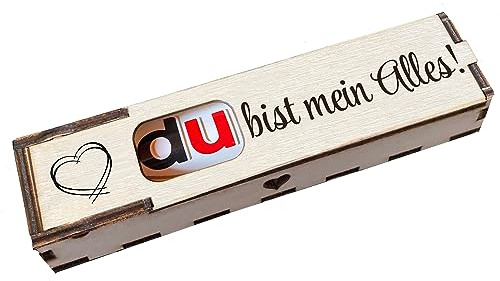 Duplo Geschenkbox mit Gravur inkl. Schokoriegel Holzbox mit Spruch Geschenkidee Schokolade Mitbringsel - Du bist mein Alles