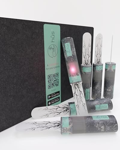 hûs+ Flower eco | A Babysitter for Your Plants | Digitaler Gießanzeiger inkl. 10-Jahres-Batterie * Feuchtigkeitsmesser für Pflanzen - Feuchtigkeitsmessgerät Bodentester Wasserdicht Sensor