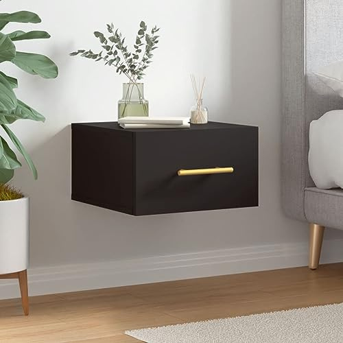 Tidyard Wand Nachttisch Wandregal Hängend Nachtschrank Nachtkonsole Nachtkommode Schlafzimmer Schrank Kommode Hängeschrank Wandschrank Schwarz 35x35x20 cm