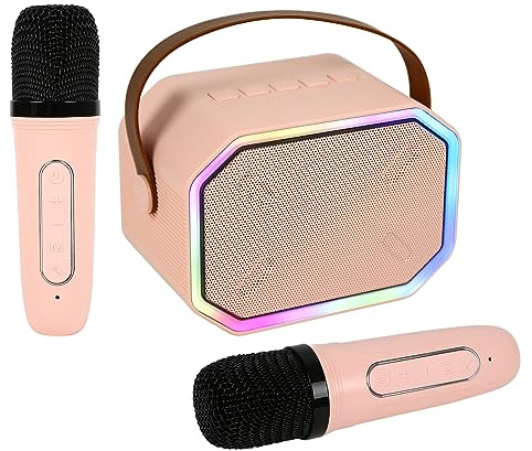 Máquina de karaoke Bluetooth, altavoz Bluetooth, micrófono, juguete de karaoke, karaoke en casa, colores brillantes, iluminación LED de ambiente, micrófono portátil para exteriores, sonido todo en uno