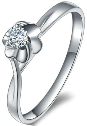 ANAZOZ Trauringe Platin 950, Ring Moissanite 0.098 Karat und Moissanit Karat Verlobungsring Damen größe 56 (17.8)