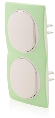 Lot de 2 interrupteurs muraux blancs ABS 10AX 250 V Ø 60 mm & double cadre 80 x 151 mm vertical vert/blanc