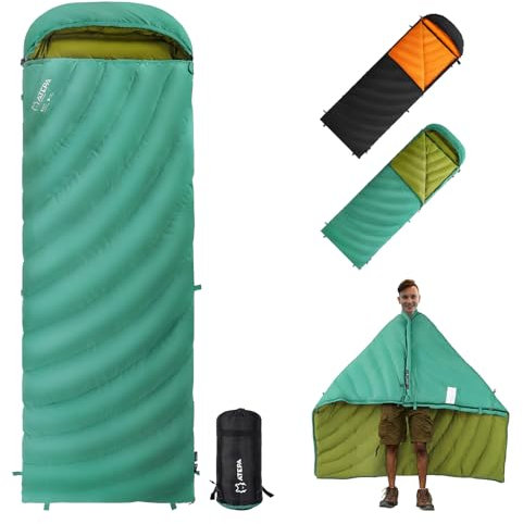 ATEPA 3-in-1 Hybrid Down Sleeping Bag, 650FP RDS Certified Down GRS Recycled Materials, Ultralight 3 Season Backpacking Sleeping Bag with Pad Attachment & Compression Sack, Comfort 45°F/Limit 35°F