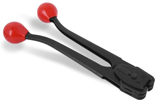 RupXinSplend Pinza crimpatrice per cinghie, doppia dentellatura frontale in acciaio, per reggiatura in metallo da 1,9 cm, design ergonomico e resistente, sigillatura ad alta resistenza, imballaggio
