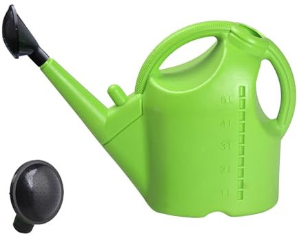 QUINTRA Leichte Gießkannen mit Griffen und Sprinklerkopf für den Innen- und Außenbereich, zum Bewässern von Pflanzenkübeln, Töpfen und Hängekörben im Freien (5 Liter mit (Green, One Size)