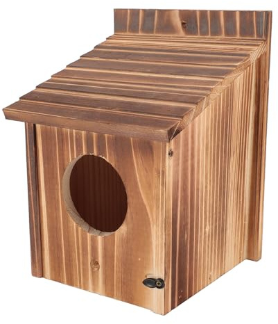 Casetta per Uccelli in Legno, Cassetta Nido Premium per Uccelli Azzurri con Trespolo, Facile da Pulire, Montaggio Versatile, Ingresso da 6 Cm, Legno di Paulownia, Ideale per