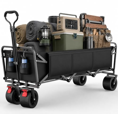 Folding Camping Trolley - Festival Trolley on Wheels Morpilot Portable Foldable Wagon 250L Beach Heavy-Duty Cart Picnic Transporter for Outdoor Shopping Sports Fishing Garden