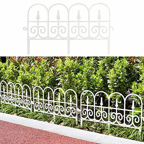 Lot de 3 clôtures de jardin en PVC de 61 cm de hauteur pour décoration de jardin Blanc