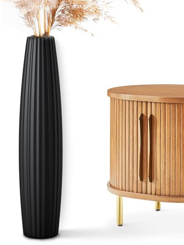 Rocendlor Floor Vases, Tall Floor Vase 23.6 inch (60CM, 1.96FT) Tall Vases, Sturdy Black Vase for Living Room Decor, Resin Black