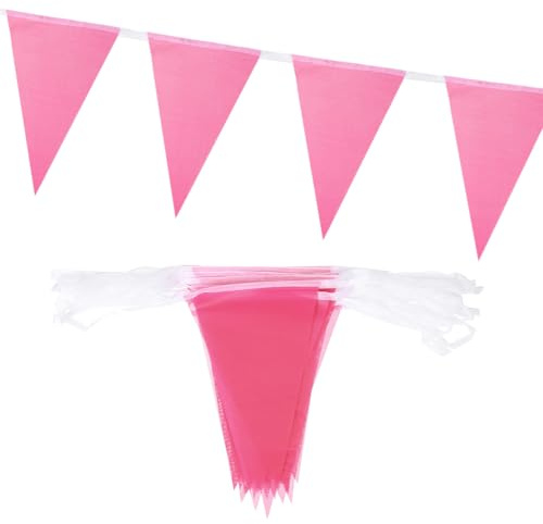 sourcing map Wimpelkette für Feste, Hochzeit, Geburtstag, Party, Dekoration, 15 m, Rosa, 5 Stück