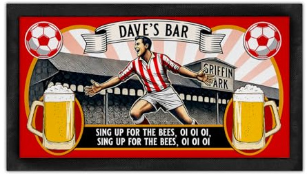 KRAFTYGIFTS Personalised Bar Runner Brentford Football Fan Rubber Beer Mat Home Pub Man Cave Shed Retro Dad Birthday Gift SBR10