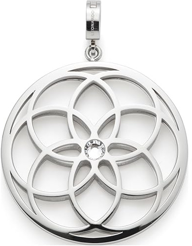 JEWELS BY LEONARDO Anhänger Clip & Mix Flowery • Ketten-Anhänger aus silberfarbenem Edelstahl • blumenartiges Muster • Schmuck Geschenk für Frauen • 024942