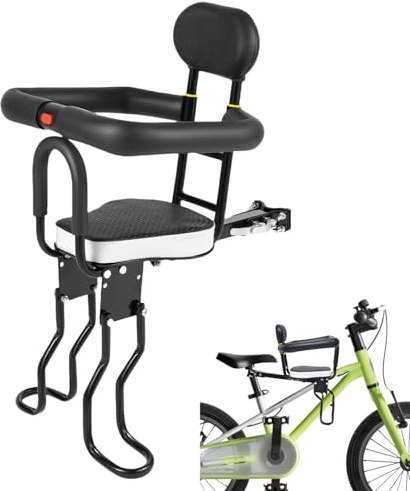 DAOHHFO Fahrrad Sicherheits Kindersitz, Frontmontierter Kinderfahrradsitz mit Rückenlehne, Sicherheitsgurt und Verstellbare Fußstütze, Baby Fahrrad Sitz bis 40kg - Für Mountainbike Citybike