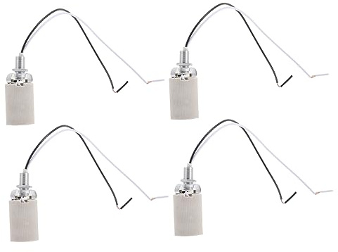 Douille à Filetage E14 en Céramique, Lot de 4, Ronde | Fer, Installation Simple, Compatible Ampoules Base E14, pour Projets D’éclairage DIY