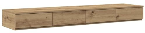 Eleganz Bettschublade aus Holzwerkstoff 140x36,5x16,5 cm - Unterbettaufbewahrung für Kleiderschrank oder Kommode - Stauraumlösung für Ordnung im Schlafzimmer - Eiche Artisan Optik