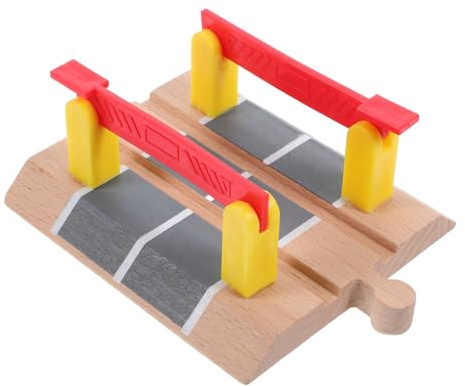FUNNETOYU Wooden Railway Barricade Model Toy for Children Diy Train Track Accessory Pretend Play Educational Railway Road Block for Boys and Girls
