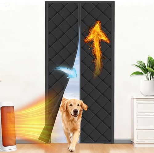 BARJEAR Magnet Wärmeschutzvorhang für Türen,Türvorhang Kälteschutz 80x210cm Thermo Türvorhang, Isoliervorhang Thermovorhang, Haustierfreundlich Wasserdicht, Winddicht für Balkontür Türen