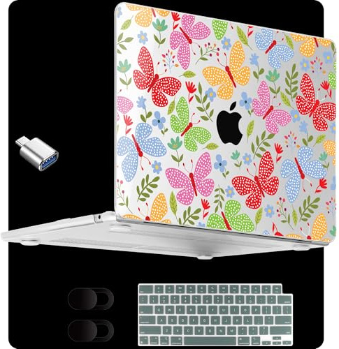 MEEgoodo Schutzhülle für MacBook Air 15 Zoll (M4/M3/M2) 2025 2024 2023, Cover Fit Modell (A3241/A3114/A2941) für 15,3 Zoll Laptop, transparente Hülle mit Tastatur und Webcam-Abdeckung