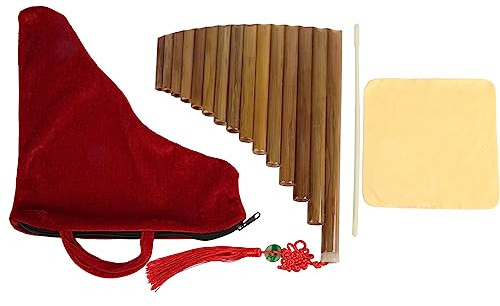 Grcfumo Pfanne Flöte, Pfanne Flöte G Key, 15 Rohre G Key Chinesische traditionelle Musikinstrumente Panpipes Holzblaseninstrument (Linke Hand)