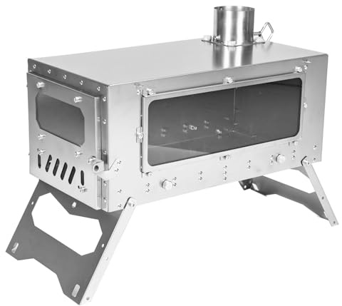 Stufa a tenda calda in titanio con forno rimovibile – stufa a legna portatile ultraleggera per campeggio, riscaldamento e cucina