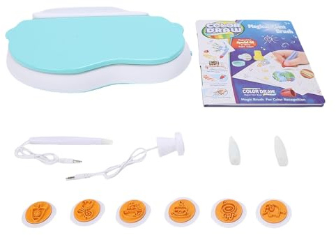 Naroote Wonder Art Mal-Set, Sauberes Malwerkzeug mit 6 Langanhaltenden Farbpolstern, 18 Blatt Weißem Papier und Transparenter Tinte, Pädagogisches Spielzeug für Kleinkinder