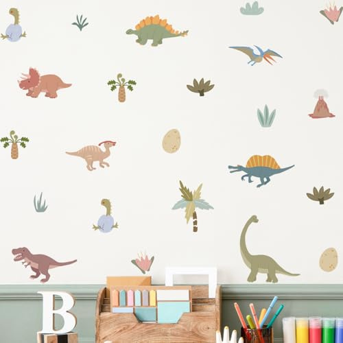 Neukids Wandtattoo Kinderzimmer,Dinosaurier Wandsticker Selbstklebende-72 | Deko Kinderzimmer Mädchen Babyzimmer Jungen Schlafzimmer Wohnzimmer Kindergarten Fenster Wanddeko-Dino Sticker