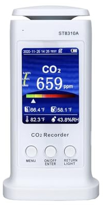 Détecteur de gaz, Enregistreur numérique de dioxyde Carbone, Moniteur qualité l'air, Suivi en Temps réel, détecteur gaz CO2 avec écran LCD, analyseur données et pour Le Travail et la Maison