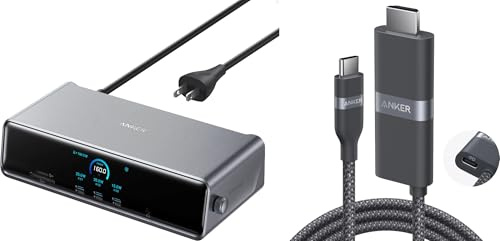 Anker Prime Docking Station,14-Port Triple Display with DisplayLink, 140W Max, Smart Display, Triple 4K 60Hz, Cooling Fan & Nano USB C to HDMI Cable (4K@60Hz,140W,3 FT)