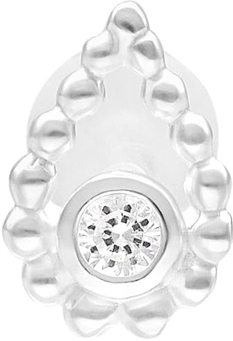 Wildcat Labret - Bead Drop Push Fit Labret aus PTFE, Silber für Ohr, Lippe, Nase, Länge: 7,0mm, Silber
