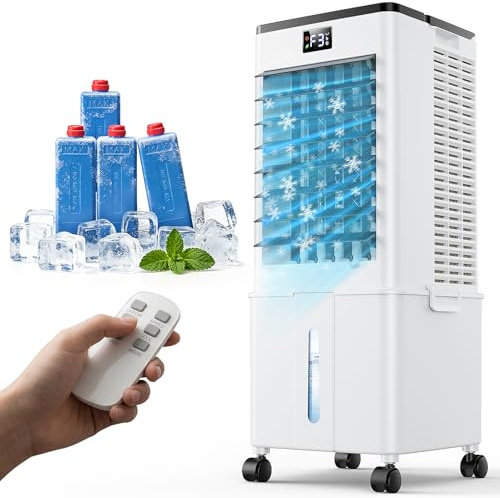 Condizionatore Portatile senza tubo 10L Migliorato, Raffrescatore d'Aria 4 in 1, 3 Velocità, Timer 1-12h, 3 Modalità, Telecomando, Oscillazione 60°, per Camper, Casa, Ufficio(Nero velato)