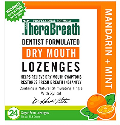TheraBreath - Dry Mouth Lozenges - Mandarin Mint Flavor - Soothes Dry Mouth Symptoms - Certified Kosher - Sugar Free - Dentist Formulated Lozenges - 24 Count