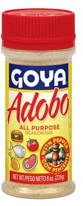 Goya Adobo Con Pimienta 226 gr,Con Ajo,Orégano,Cúrcuma,Pimienta Negra y Sal | Ideal para Carnes, Pollos, Pescados y Verduras