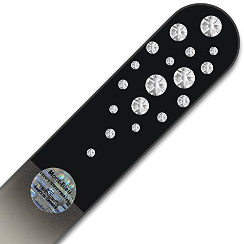 Groß-Glasnagelfeile von Hand dekoriert mit Swarovski Elements, geliefert in einer Hülle aus schwarzem Samt - Echtem gehärteten Glas aus Tschechien