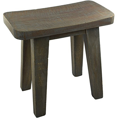My-goodbuy24 Holz Hocker massiv Naturholz Sitzhocker rustikal klein Beistellhocker stabil Badezimmer Hocker Fußhocker niedrig Schemel Wohnzimmer Flur Garten handgefertigt Vintage Optik 45x42 cm