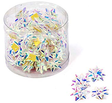 Geschenkschleifen Rosetten 2cm x 50 Stück klar irisierend