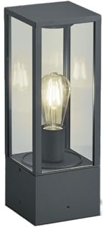 meineWunschleuchte Sockel-Leuchte Anthrazit für Terrassenbeleuchtung Außen | mit E27 LED, Höhe 40cm, moderne Pollerleuchte, Aluminium mit Glas, für Wegbeleuchtung Garten, Schutzklasse IP44