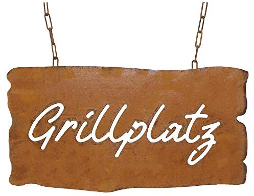 Bornhöft Cartel con mensaje en alemán para jardín oxidado, óxido para colgar decoración de jardín (zona de barbacoa)