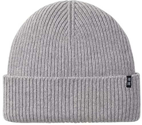 Enter the Complex® Merino Winter Mütze - Tao - 100% Merino Wolle, Beanie, Watch Cap, Strickmütze, Weich und Elastisch, Grobstrick, Damen und Herren, Grau