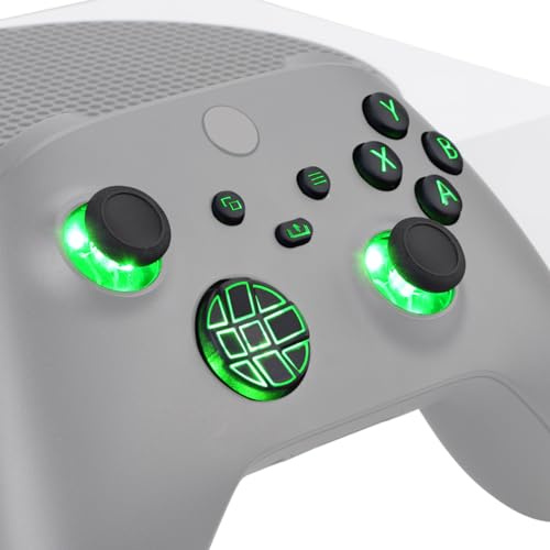 eXtremeRate Leuchttasten für Xbox Series X/S Controller,Tasten Knöpfe Buttons D-pad Thumbsticks ABXY-Menü-/Ansicht-Taste DTF LED Kit für Xbox Core X/S Controller-Schwarz Klassische Symboltasten