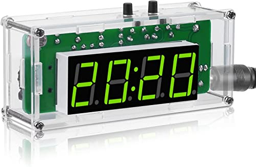 PEMENOL DIY 4-stellige LED Uhr Lötbausatz mit Acrylgehäuse Wecker, Temperatur, Datum & Wochentag Löten Lernen Übungsset für Anfänger Grundstufe Geschenk Zuhause&Büro