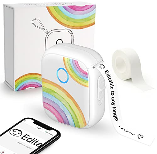 MARKLIFE Beschriftungsgerät Selbstklebend, P12 Mini Etikettiergerät für Endlos- und Unterbrechungspapierdruck,Tragbarer USB Aufladen Labelmaker Kompatibel iOS & Android für Zuhause, Büro (Regenbogen)