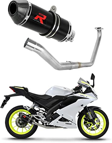 DOMINATOR Ligne complète d'échappement Collecteur Silencieux HP3 NOIR compatible avec YZF R125 2019-2021
