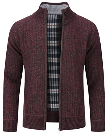 YOUTHUP Herren Strickjacke Fleece Warm Übergangsjacke Herbst Winterjacke | Stehkragen, Reißverschluss, 2 Taschen, Regular Fit, Sweaters, Pullover, Weichheit, Freizeit, Outdoor