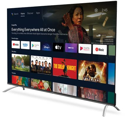 STRONG SRT55UD7553 4K UHD Smart TV Android, écran 139 cm, Triple Tuners (DVB-T2 HEVC 265/C/S2), Dolby Atmos, HDR 10, Chromecast, Google Assistant, Bluetooth, WiFi, Optique…