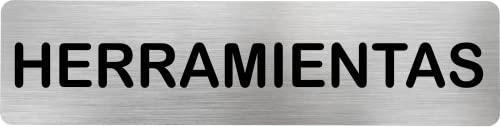 MovilCom® - Señal de acero inoxidable HERRAMIENTAS | Placa puerta INOX | Señal informativa | Cartel Puerta 200X50mm