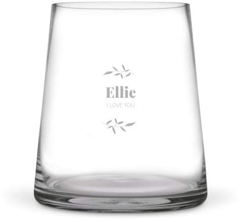 Vase mit Gravur - Gläserne Blumenvase mit Lasegravur (Transparent)