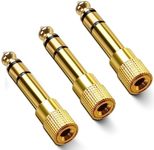 Ruibow Kopfhörer Adapter 3 Stück Klinkenstecker Adapter 6,35mm auf 3,5mm Klinke Adapter Vergoldet Stereo Audio Adapter Headphone Jack Adapter Adapter Klinke für Keyboard, Lautsprecher, Kopfhörer