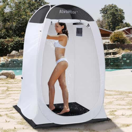 Alvantor Duschzelt, tragbar, Umkleidekabine, Außentoilette, Pop-Up-Unterstand für Privatsphäre, Ankleidezimmer und Unterschlupf – Teflonbeschichteter Stoff, zum Patent angemeldet 1,2 x 1,2 x 2,1 m