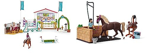 SCHLEICH 42440 Freundschaftsturnier & 42438 Waschplatz Mit Emily & Luna - Horse Club Spielset für Kinder Ab 5-12 Jahren